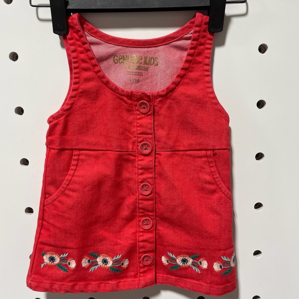 Genuine Kids Oshkosh Girls Embroidered Flower Casual Button Classiccore Dress M